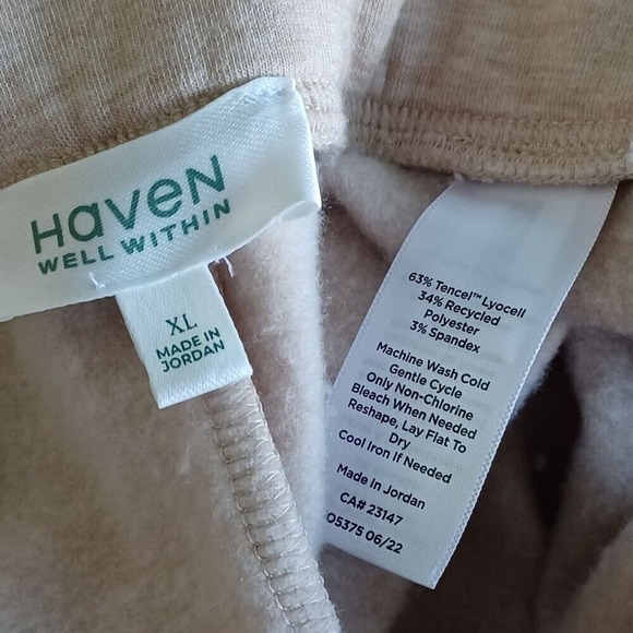 Haven Well Within Jogger Pants XL Fleece Pullon Super Soft Cream Cuffed Lounge - Picture 7 of 10
